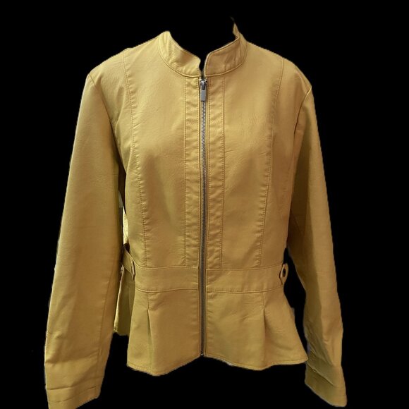 CLASSY MUSTARD YELLOW BACCINI JACKET PLEATED HEM XL - Picture 9 of 14